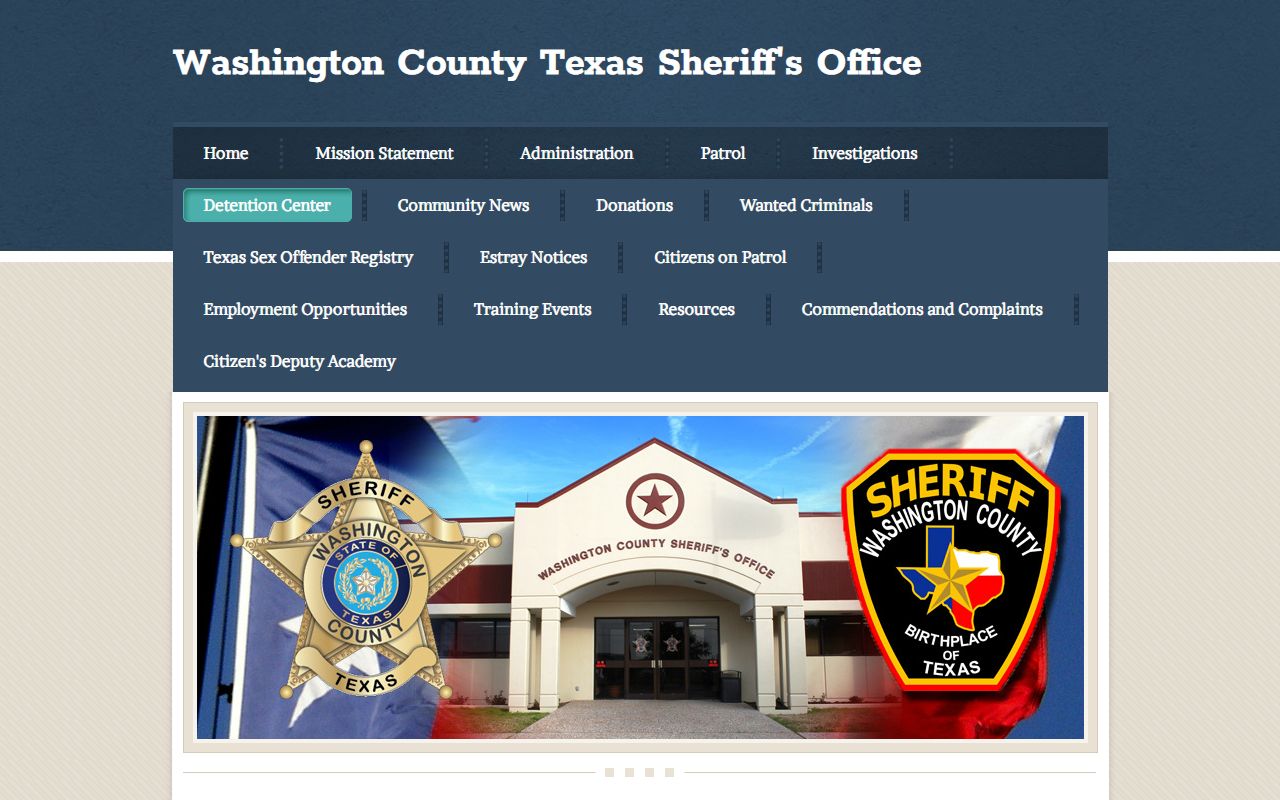 Washington County Jail detention center information page